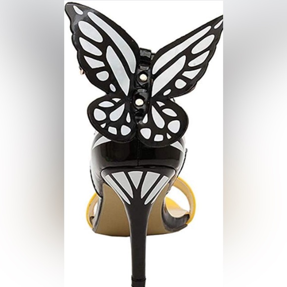 Stiletto high heels black and yellow with a butterfly STATEMENT shoes - Picture 9 of 13